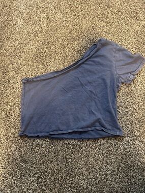 aerie Navy One-Shoulder Crop Top